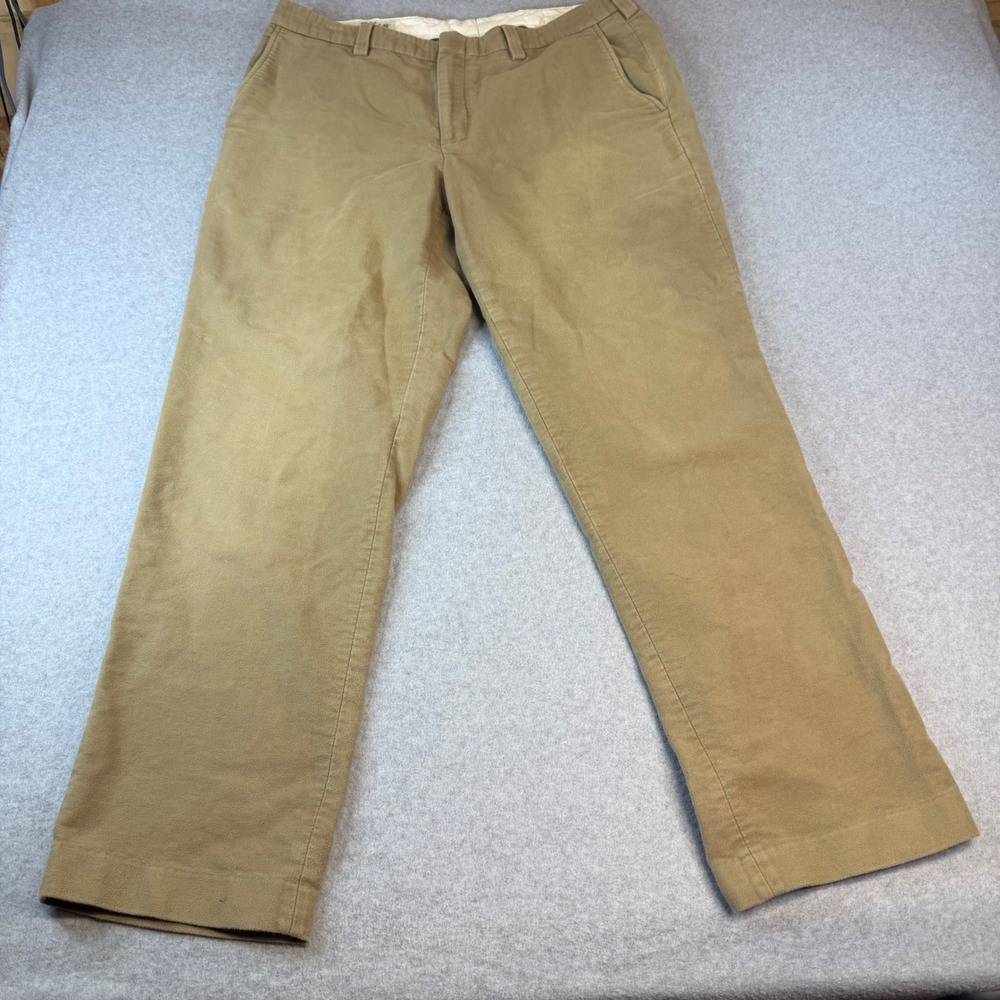 Orvis Mens Khaki Chinos Tan Cotton Straight Leg Pants Size 38 Made in Portugal